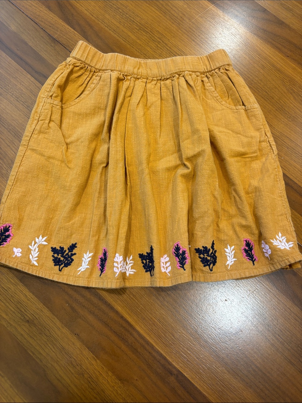 Garnet Hill Mustard Embroidered Circle Skirt